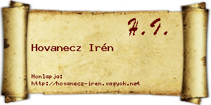 Hovanecz Irén névjegykártya